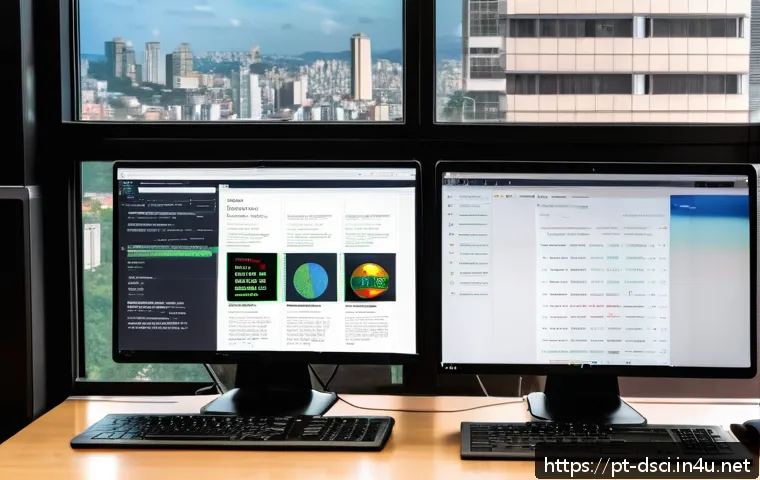 데이터과학 프로젝트에서 데이터 크롤링 - A modern data scientist’s workspace in São Paulo, Brazil, showcasing multiple screens displaying Pyt...